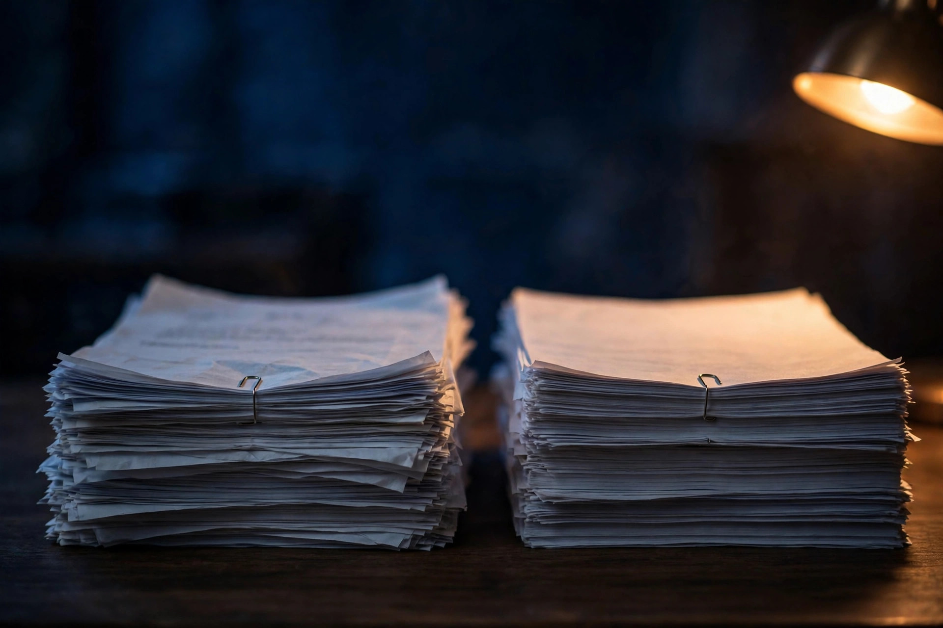 English and Spanish legal documents side by side under lamplight